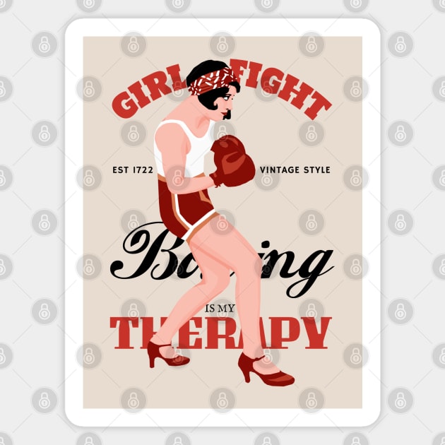 Boxing Girl Fight Vintage Style Magnet by KewaleeTee